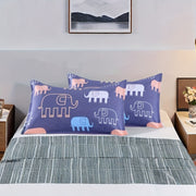 Elephant Print Satin Pillowcases Standard Size Cozy Envelope Closure