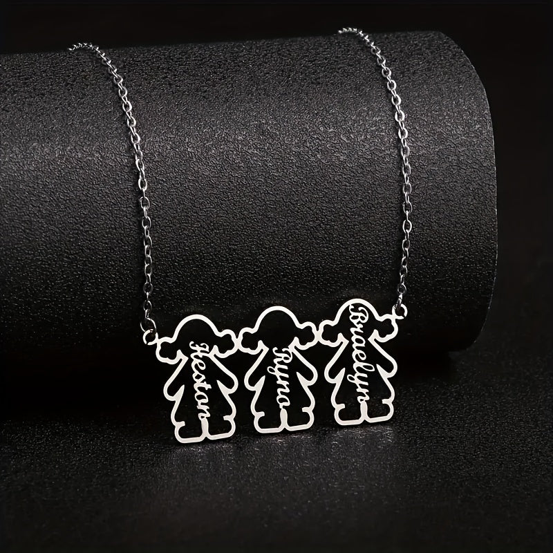 Personalized Stainless Steel Pendant Necklace with Multiple Names for Women