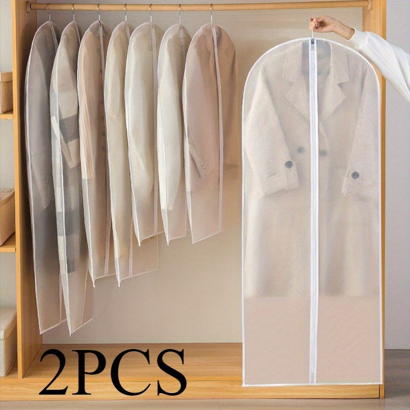 Set of 2 Clear Garment Bags with Zipper Protectors for Clothing Storage and Wardrobe Organization