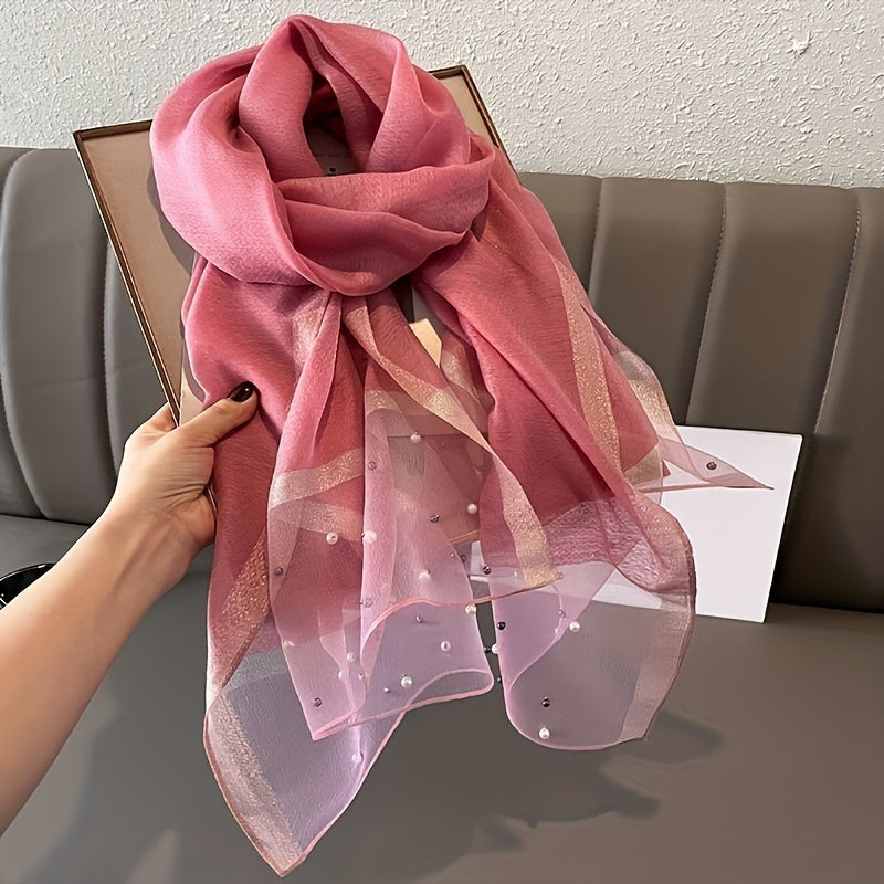 Women's Polyester Shawl 190x70cm Breathable Sun-Proof Solid Color Casual Accessory