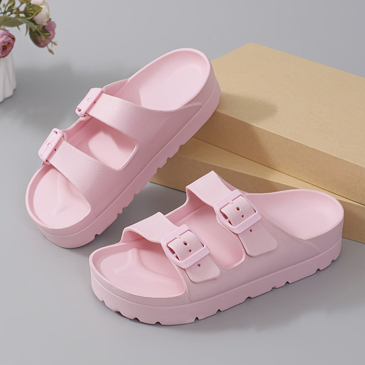 Women’s EVA Slide Sandals Casual Comfortable Flat Beach Vacation Shoes