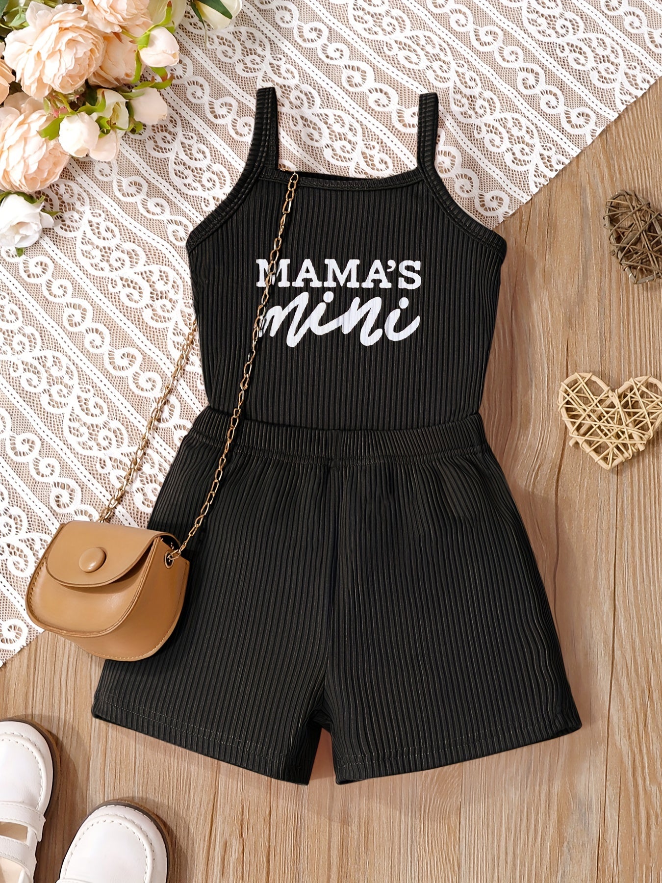Toddler Girls Summer Outfit 2-Piece Set Camisole Top and Shorts Alphabet Pattern