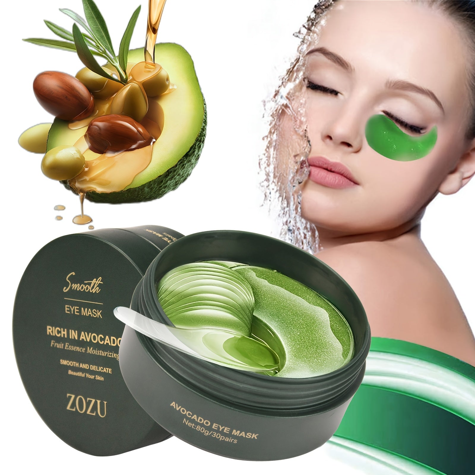 Women Hydrating Avocado Eye Mask Crystal Gel Nourishing Skin