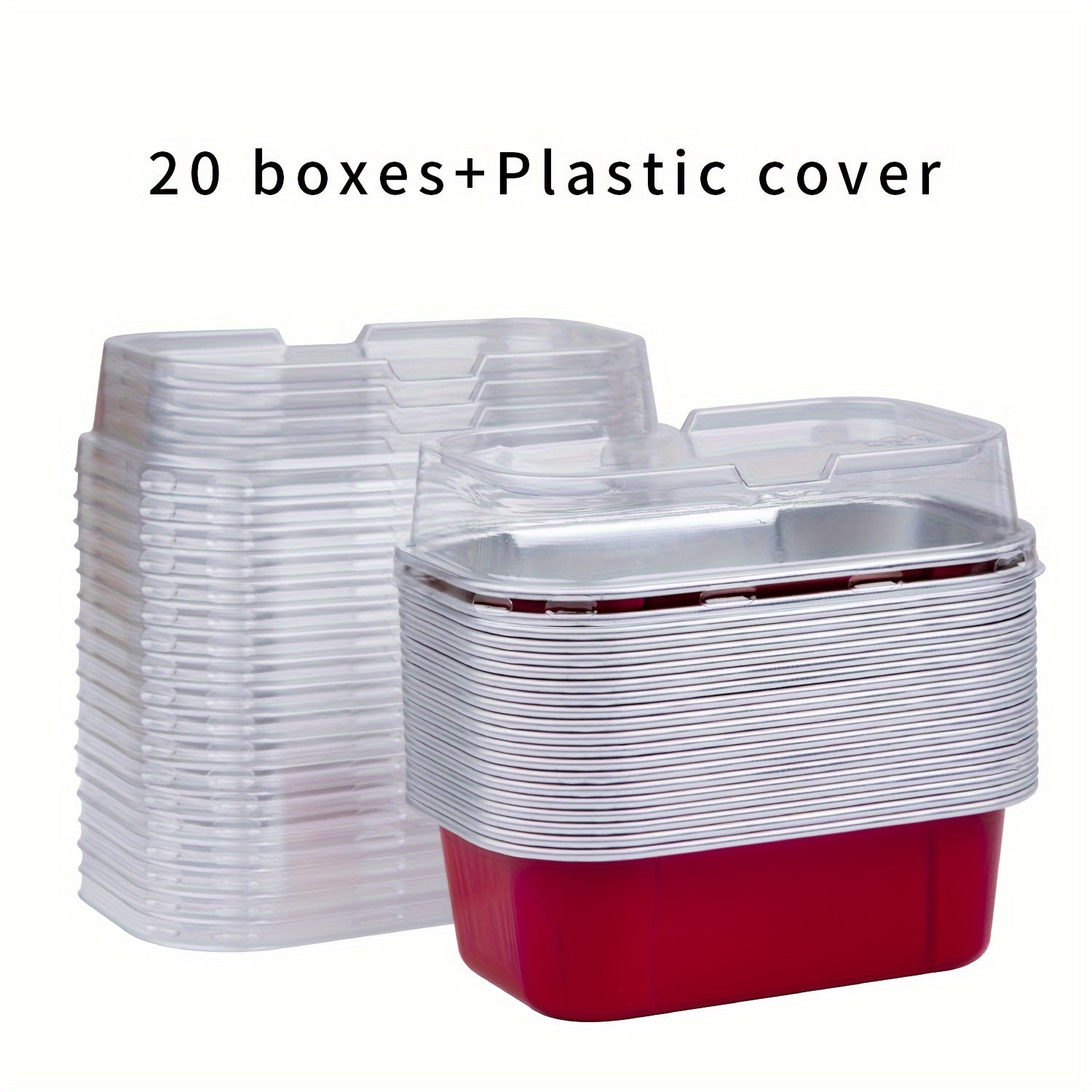 Pack de 20 copas mini cuadradas de aluminio coloridas para postres de 10.92x7.11 cm con tapas