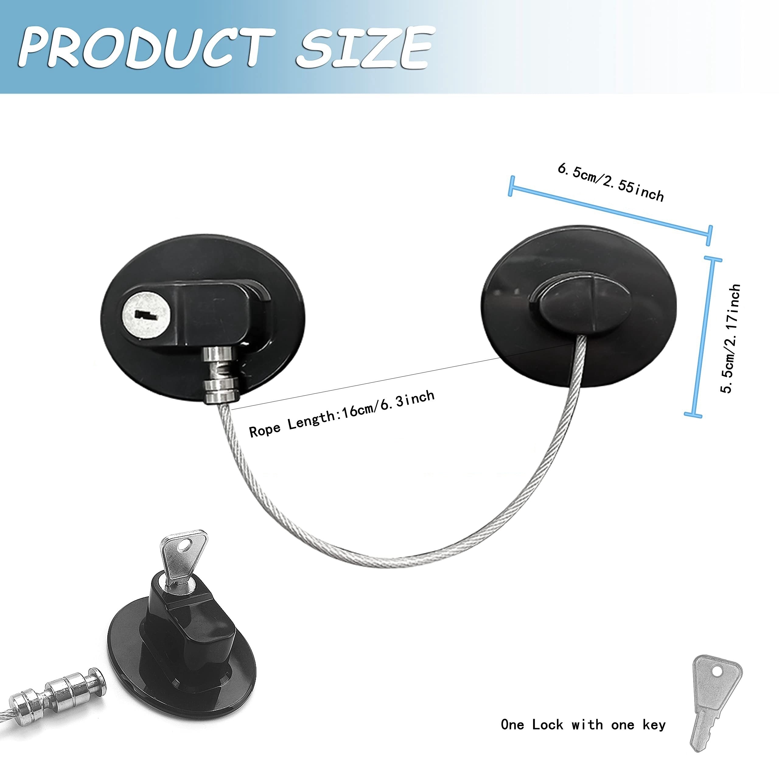 Set of 4 Childproof Cabinet Locks for Freezer Drawers and Doors