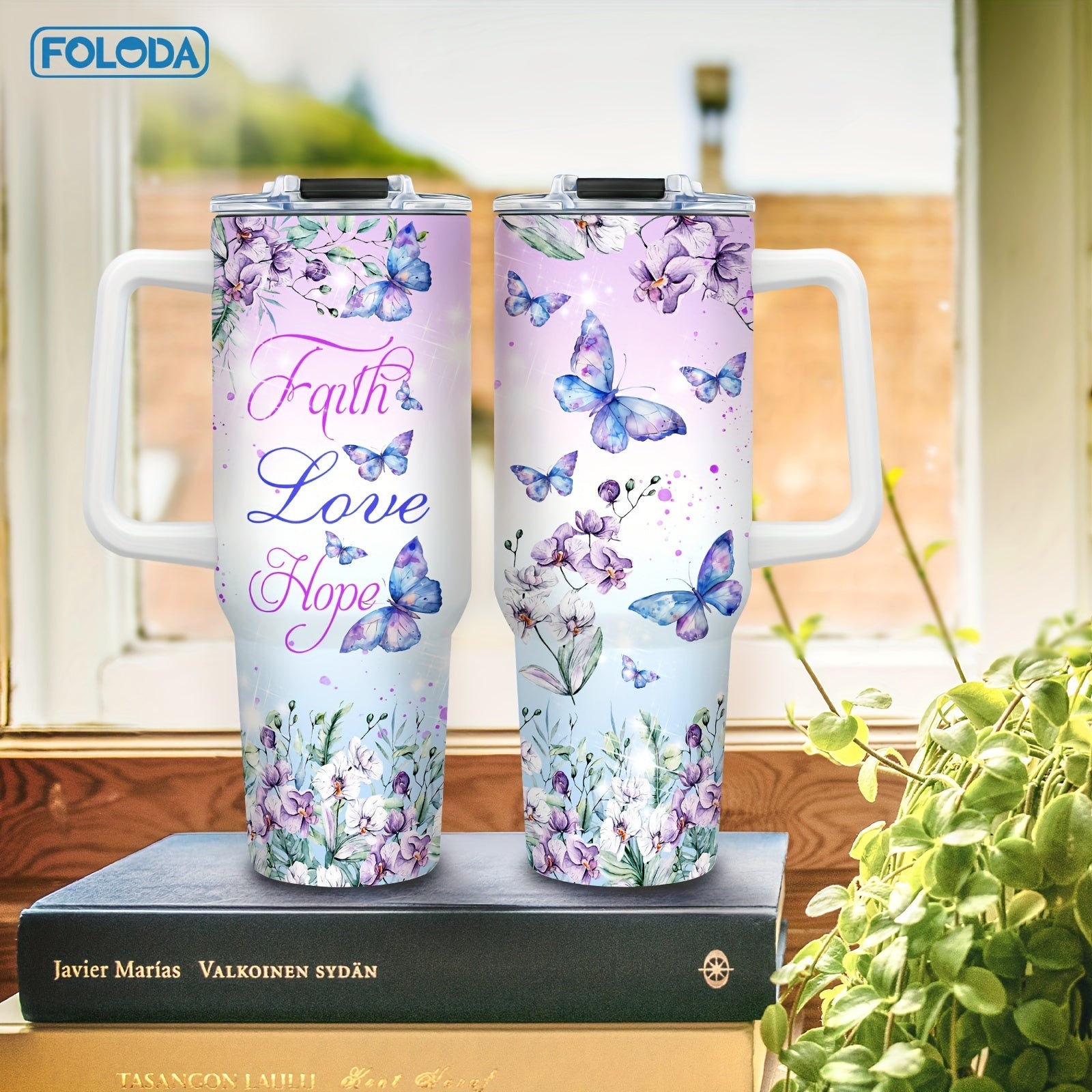 40oz Insulated Stainless Steel Water Bottle for Women with Handle and Straw