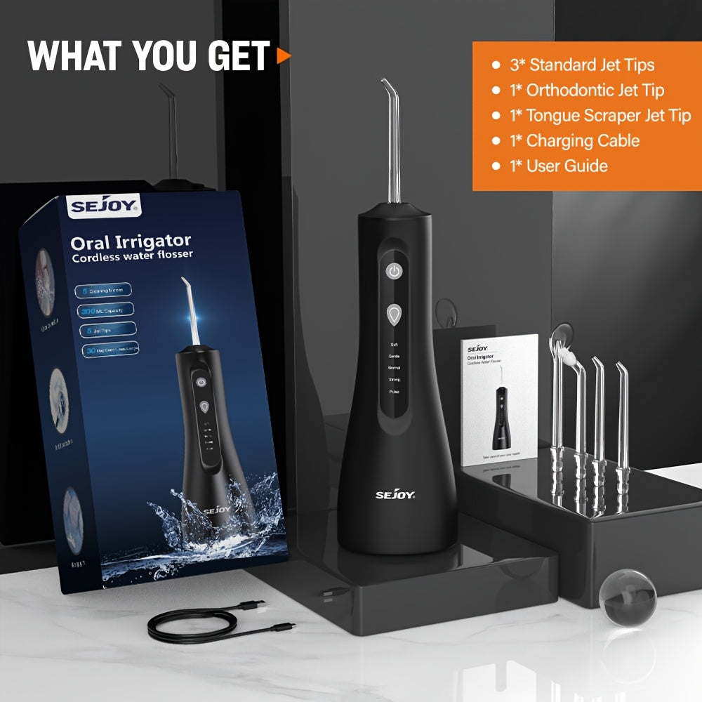 Cordless Water Dental Flosser for Teeth Cleaning 5 Modes 5 Tips Rechargeable