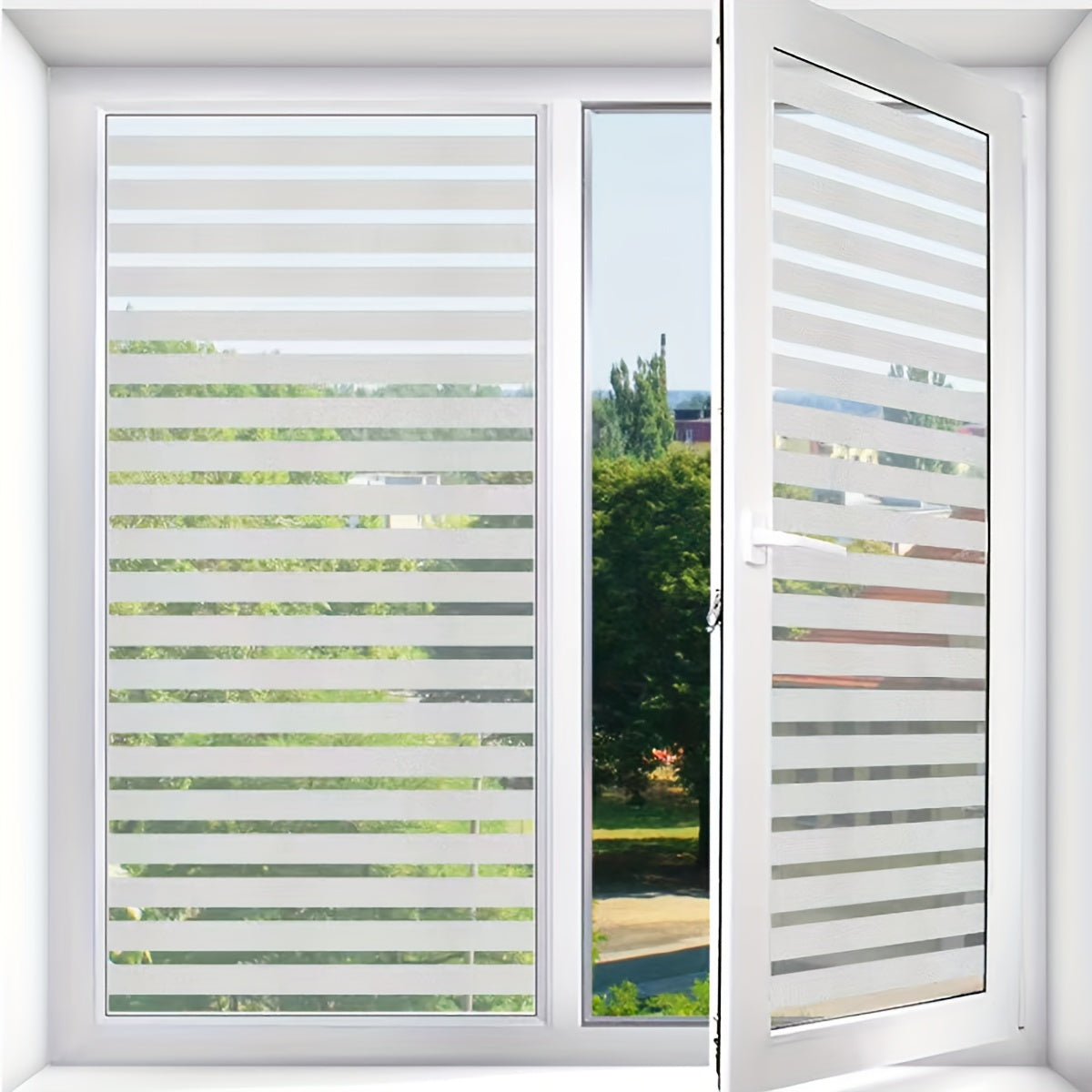 Stripe Glass Window Film 1 Roll UV Protection Static Cling Privacy Decor
