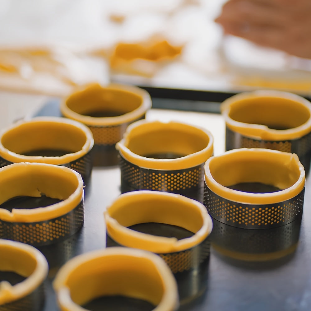 Stainless Steel Tart Ring 5cm Non-Stick Perforated Dessert Mold for Baking