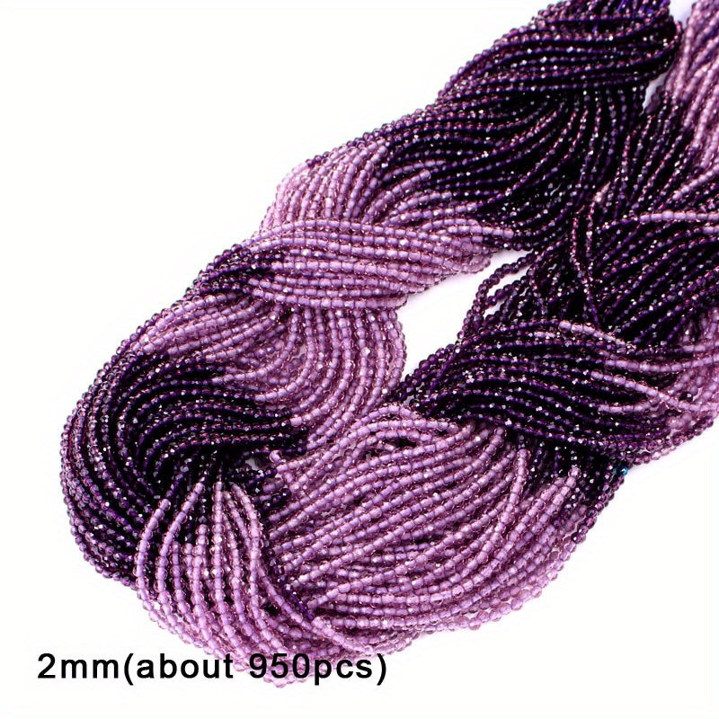 950 Pieces 2mm Faceted Glass Beads Gradient Colors for Jewelry Making and DIY Crafts