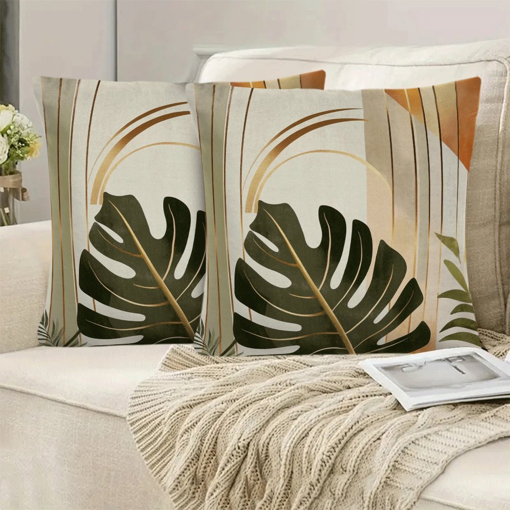 Set of 2 Waterproof Boho Chic Pillow Covers 45.72cm Square for Living Room Bedroom Outdoor