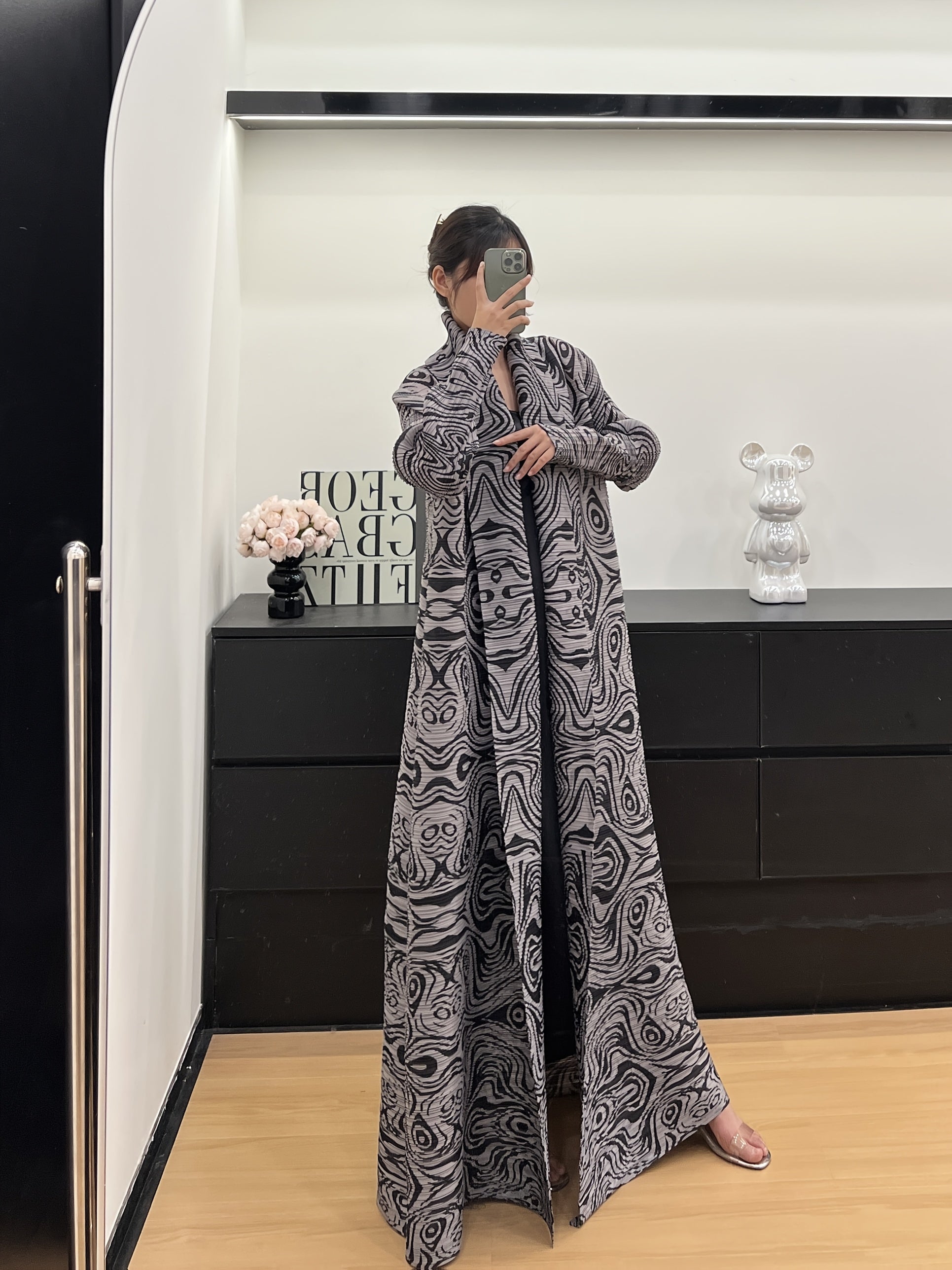 Women's Plus Size Abaya Lightweight Floral Pattern Black White Summer Dress