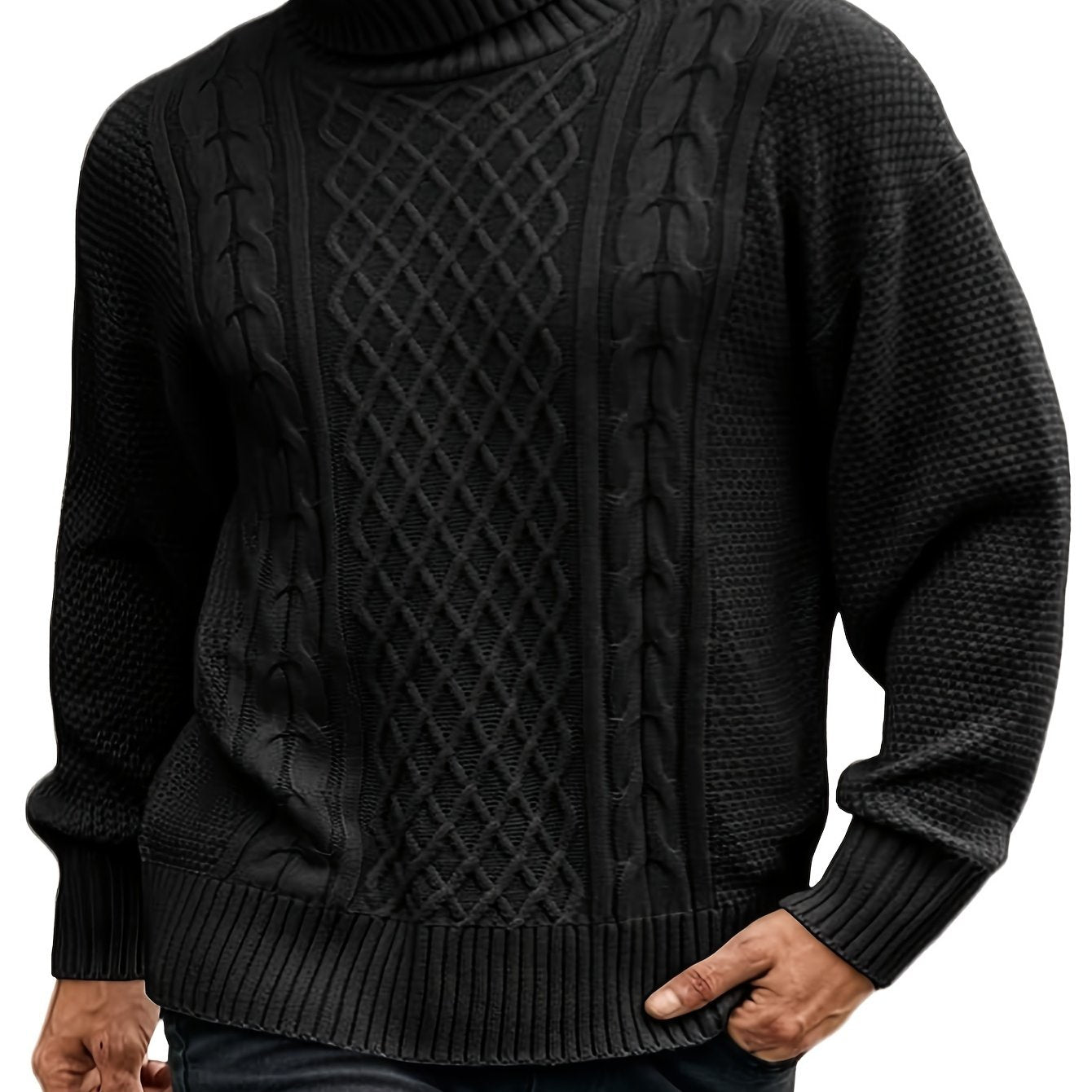 Men's Winter Turtleneck Sweater in Polyester with High Neck Regular Fit Casual and Work