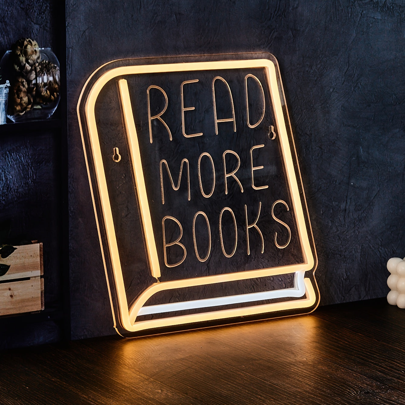 Neon Book Lover Sign for Home Office Decor USB Wall Mounted