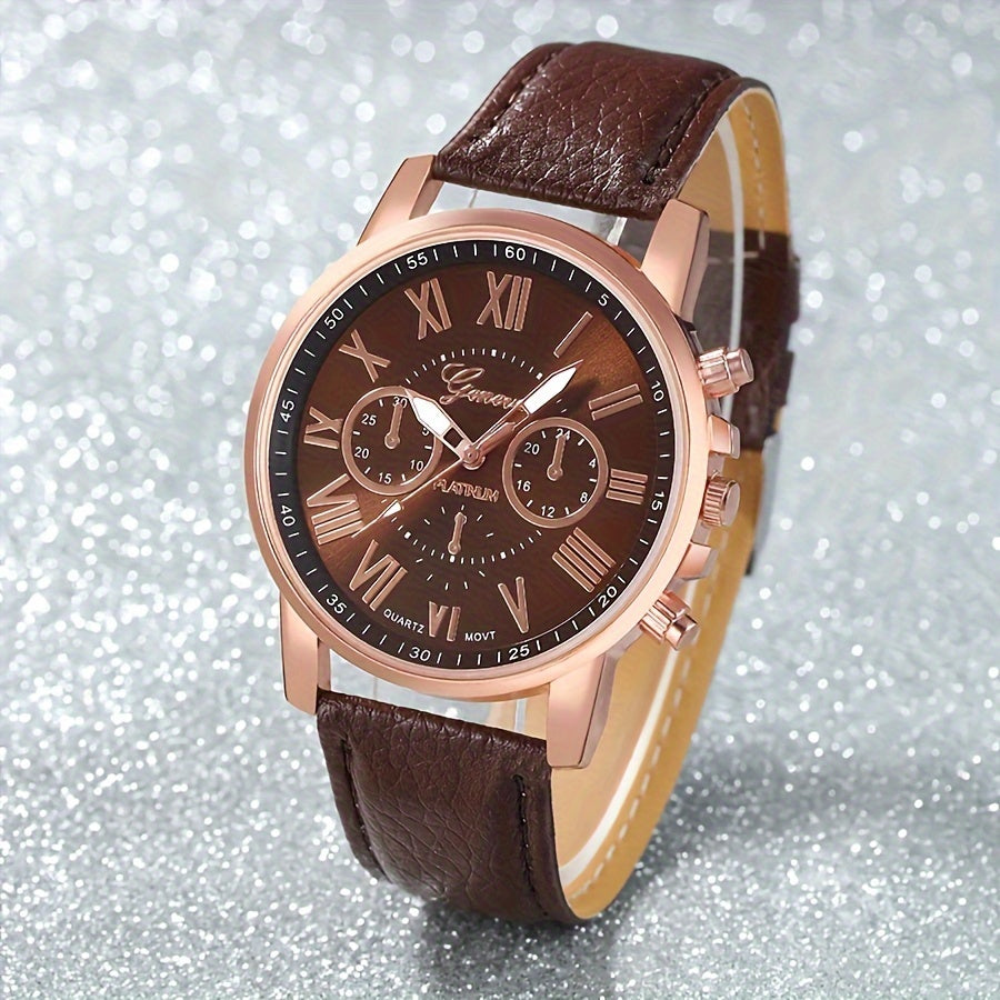 Unisex Quartz Watch Set 3 5 7 10 Pieces Faux Leather Strap Zinc Alloy Case