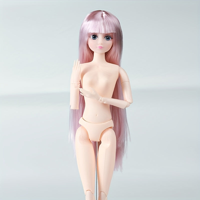 30cm DIY Anime Doll with 20 Joints, Painted Eyes, Straight Bangs, Light Beige