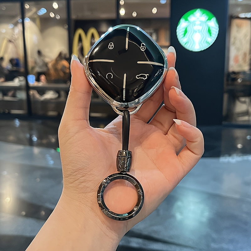 Universal TPU Car Key Case Cover for DTC 2022-2023 Black Woven Keychain