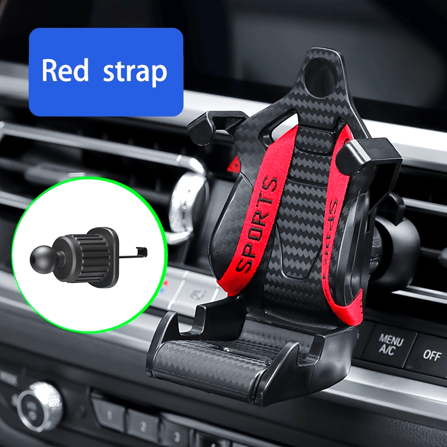Car Phone Holder Carbon Fiber Racing Seat Style Rotatable Waterproof Air Vent Mount