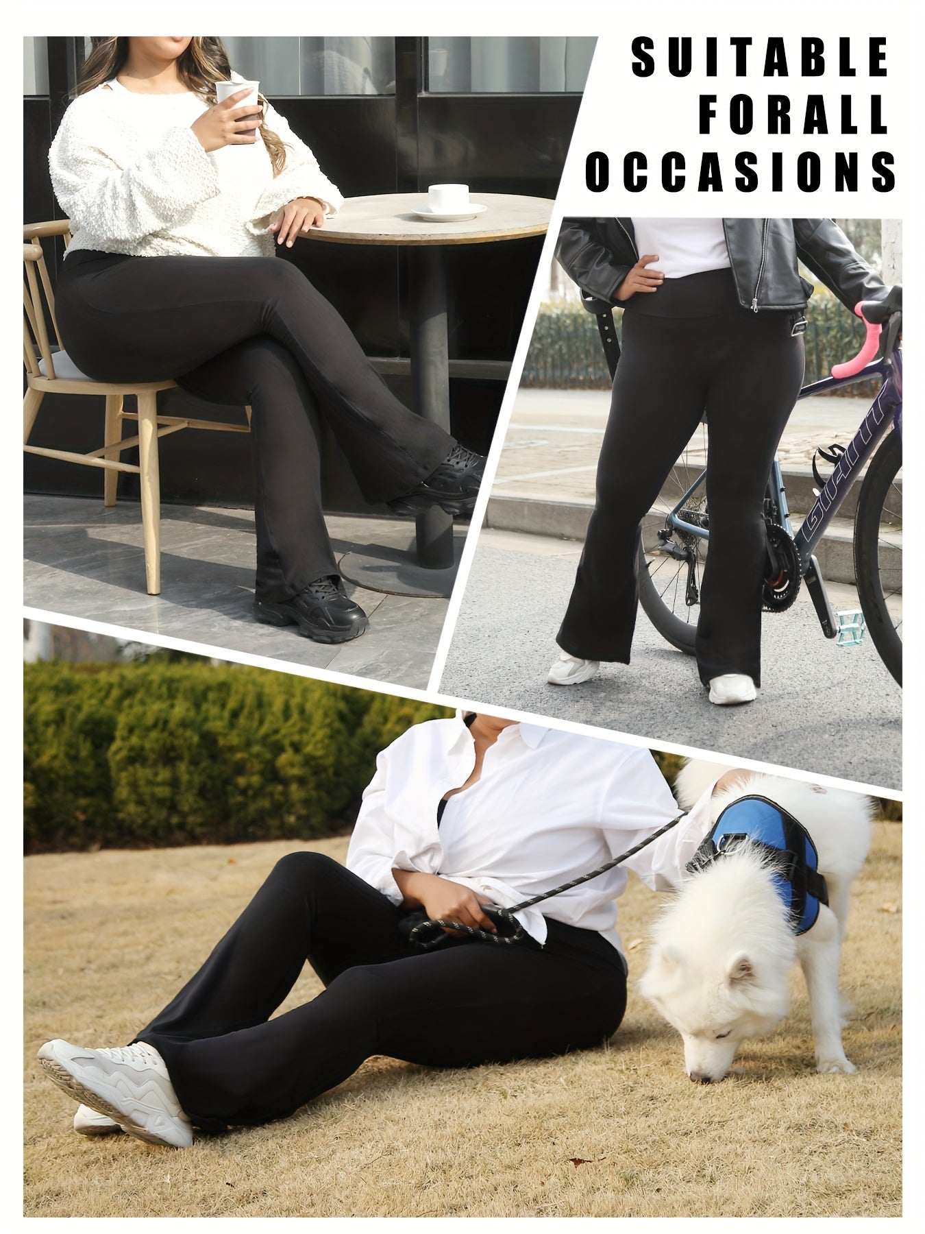 Women's Plus Size Flare Pants Leggings High Waist Tummy Control Soft Bootleg