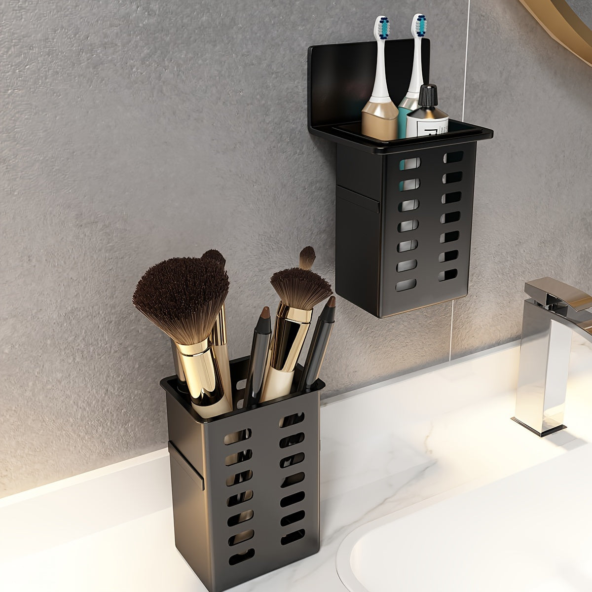 Wall-Mounted Bathroom Storage Box for Makeup and Personal Items