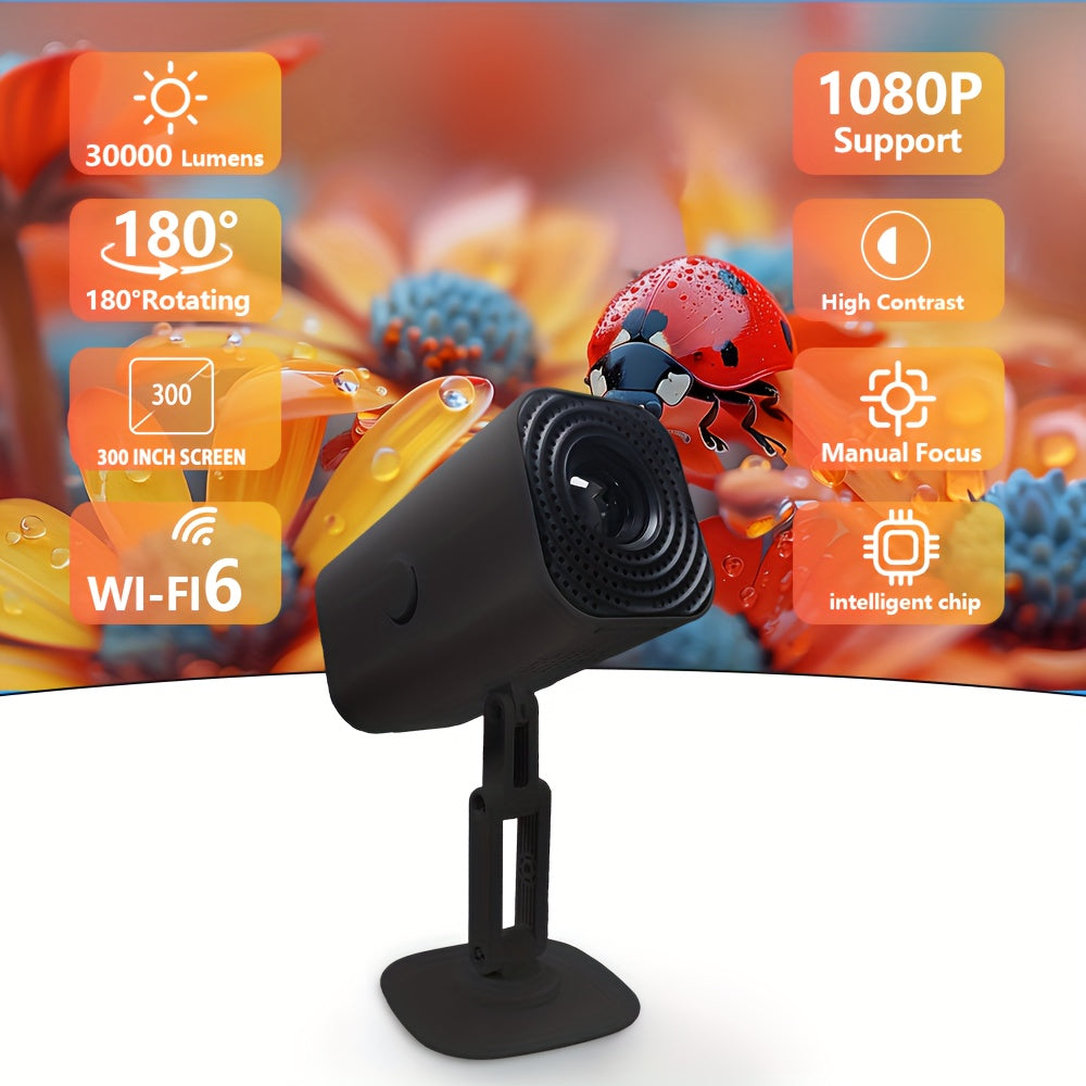 Portable HD Projector 720P Support 1080P Wi-Fi USB SD Card for Home Office