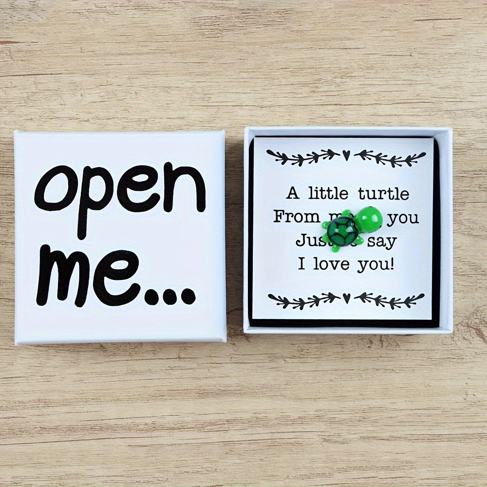 Polyresin Turtle Figurine esdalik sovgʻa qutisi, doʻstlarga samimiy xabar bilan