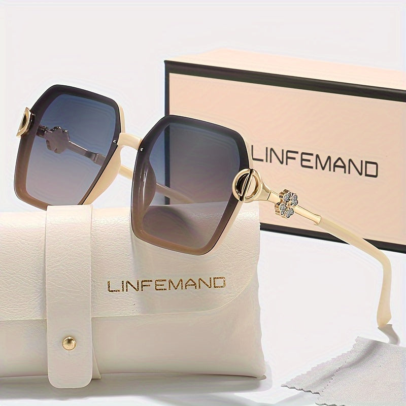 Women's Square Fashion Glasses with Gradient and Carved Design for Parties and Gifts