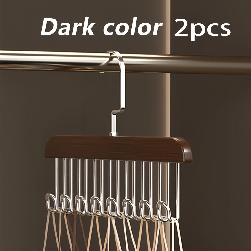 Perchero de madera con 8 ganchos, organizador de armario giratorio y ahorrador de espacio