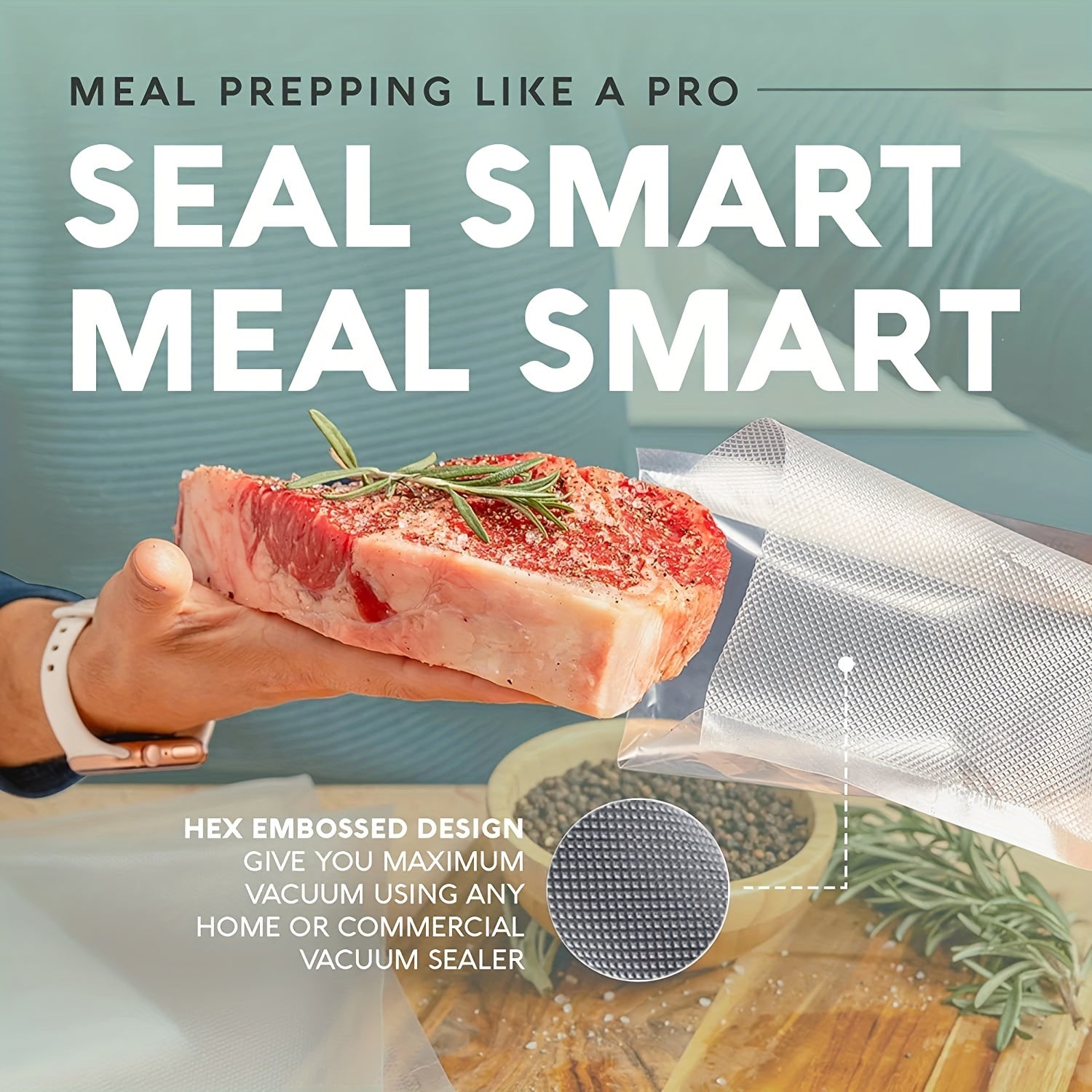 Oziq-ovqatni saqlash uchun BPA-free plastik vakuum muhrlash sumkalarining turli o'lchamlari to'plami - to'liq muhrlash uchun olmos shaklida bosilgan, qayta ishlatiladigan, ko'p maqsadli, muzlatgich va mikroto'lqinli pechda xavfsiz.