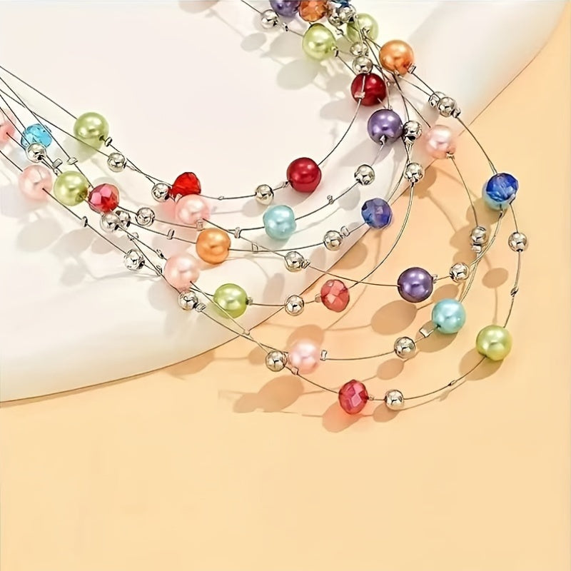 Ручная работа: набор ожерелья и серег из кристаллов с богемным стилем, идеален для женской моды, подходит для повседневной носки и подарков, изготовлен из ракушечного материала, без покрытия, идеальный аксессуар для всех сезонов.