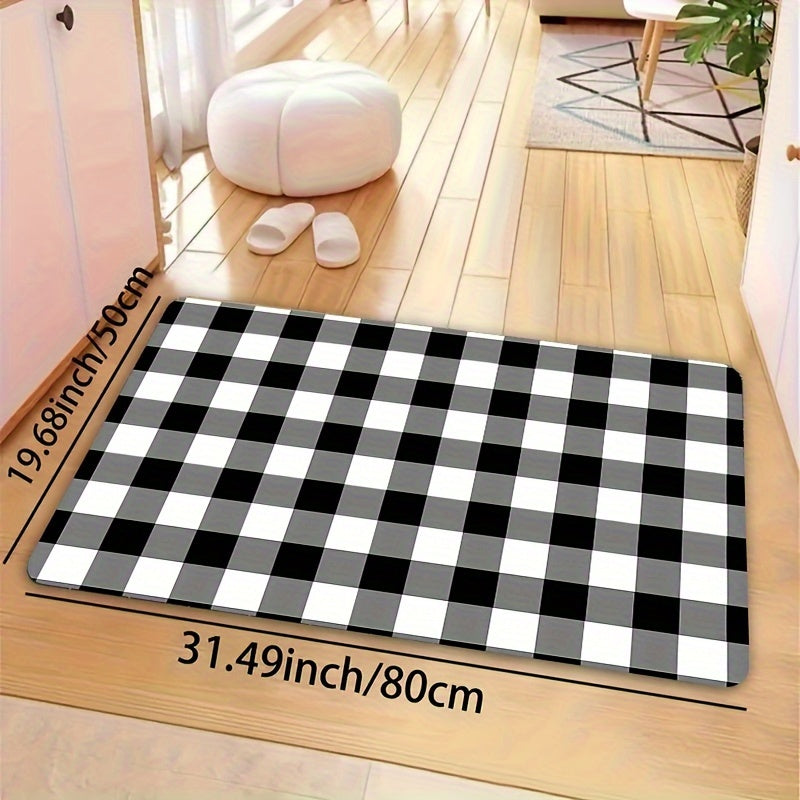 Black and White Buffalo Plaid Rug 8mm Thick Easy to Clean for Living Room Bedroom Bathroom