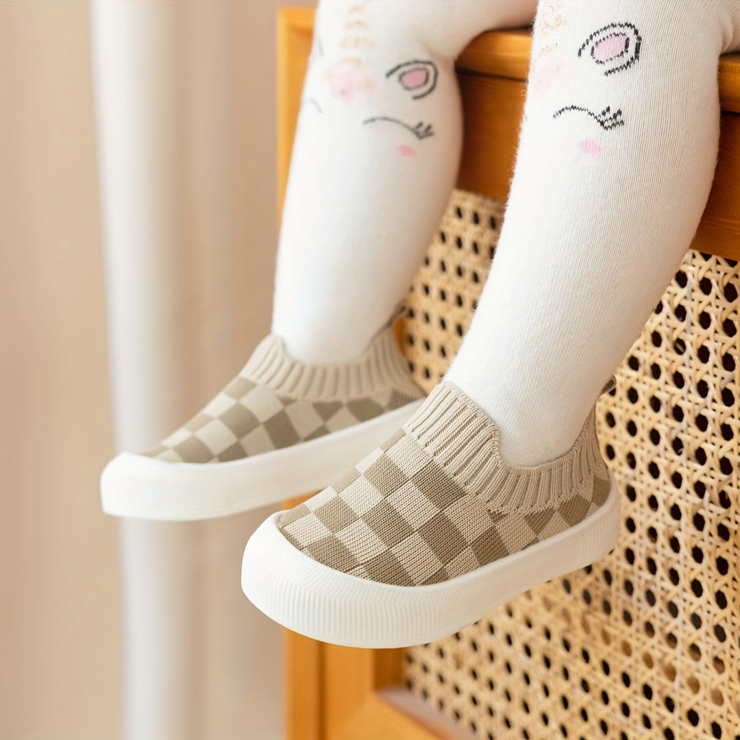 Baby Boys Girls Plaid Slip-On Woven Shoes Indoor Outdoor Comfort