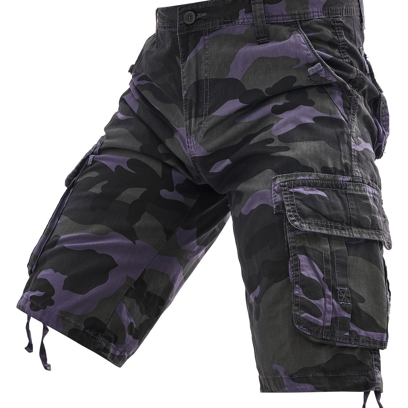 Men's Plus Size Cotton Camo Cargo Shorts Street Style Multi-Pocket Non-Stretch Fabric