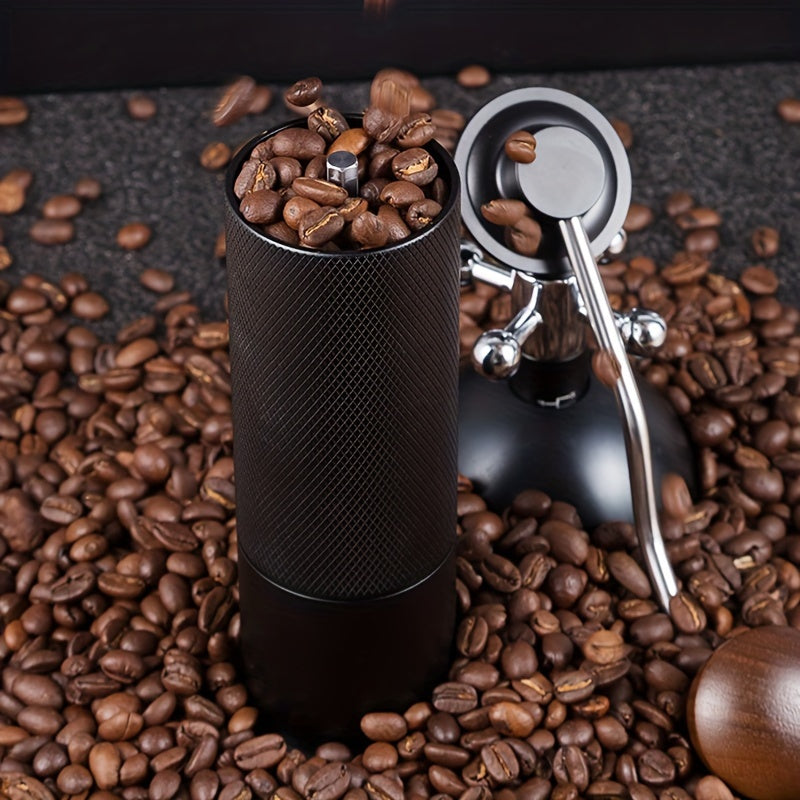 Molino de café manual de acero inoxidable con molinillo cónico negro 1 pieza, ajuste de configuración