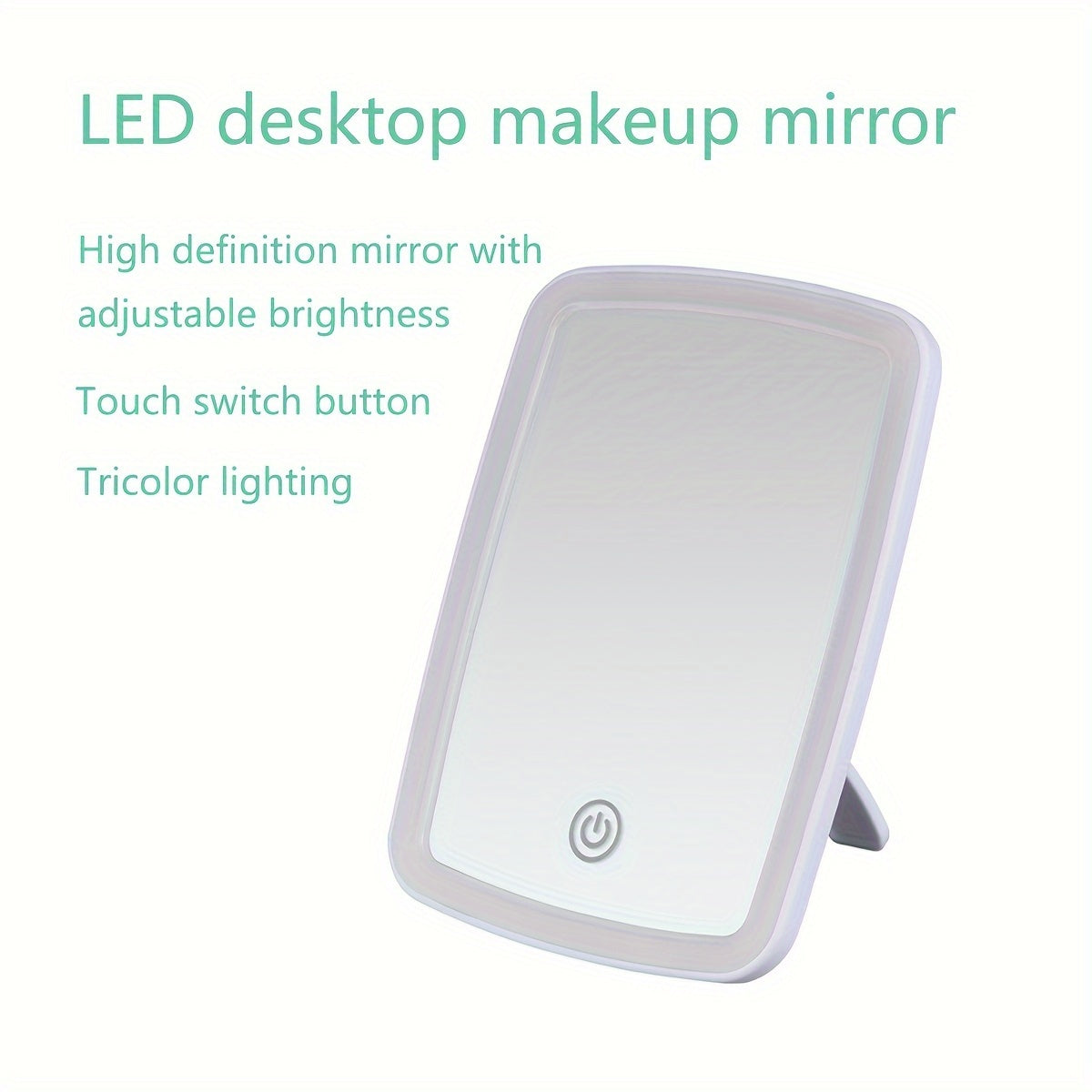White LED Makeup Mirror with Adjustable Lighting Touch Control Portable Design