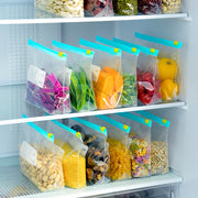 10 Transparent PE Storage Bags with Sliding Rope Seal for Food Refrigerator Freezer