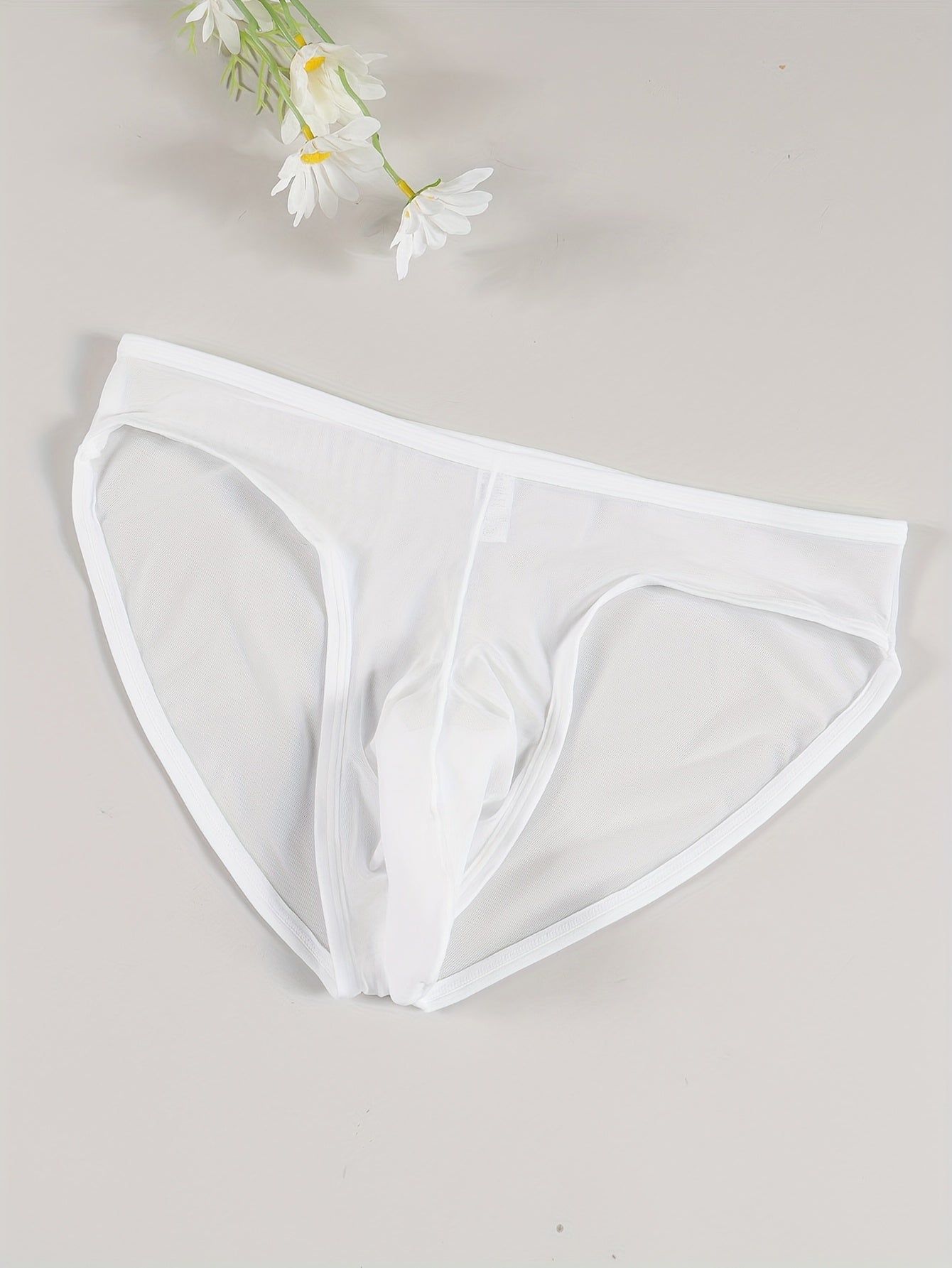 Men's Solid Color Nylon Elastane Thongs Semi-Sheer with Wooden Hanger