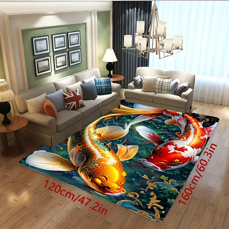 3D Fish Print Rug Non-Slip Washable Home Decor for Bedroom Office