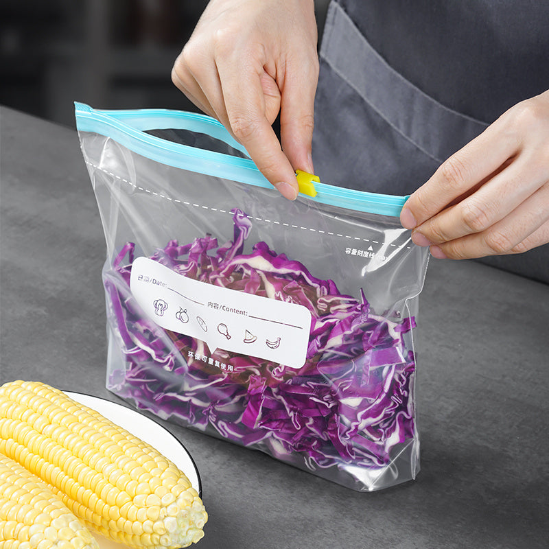 10pcs Reusable Food Storage Bags with Sliding Lock Transparent Moisture-Proof Dust-Proof Organizer