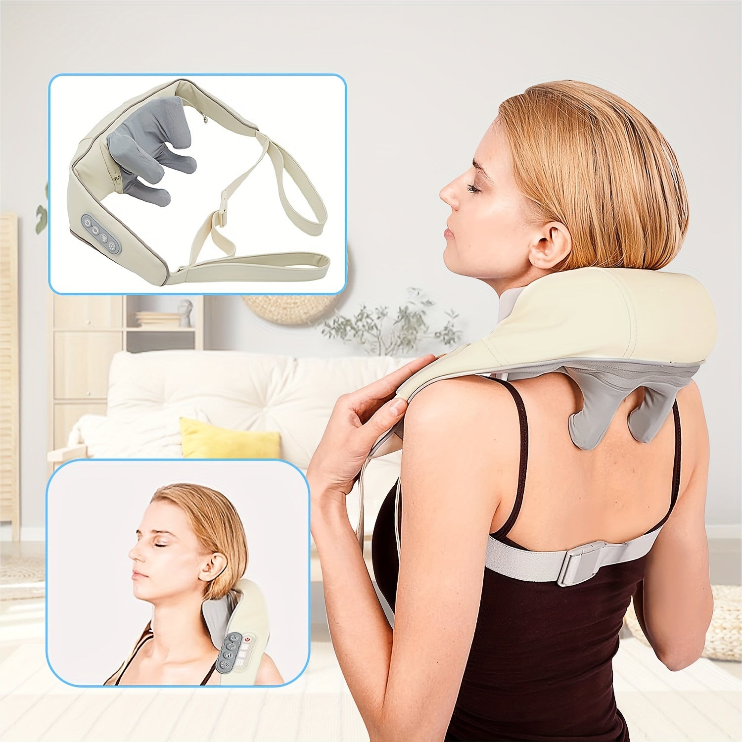 Rechargeable Heated Shiatsu Massager for Neck Shoulders Back Legs and Head with Lithium Battery and USB Compatibility
