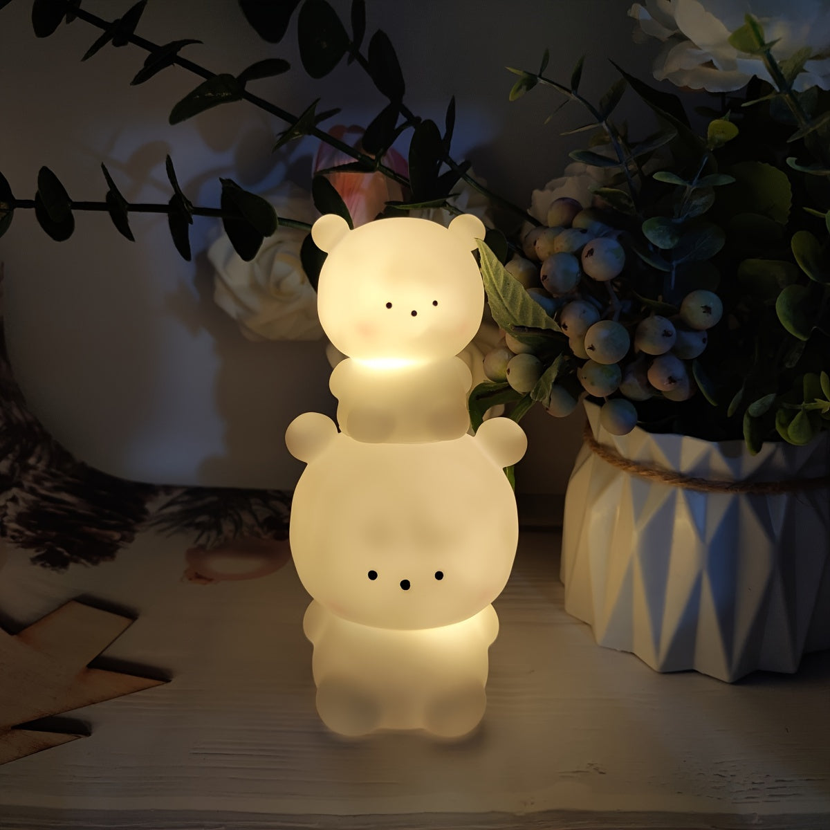 Luz nocturna LED en forma de oso alimentada por batería con control de palanca Juegos pequeños y grandes