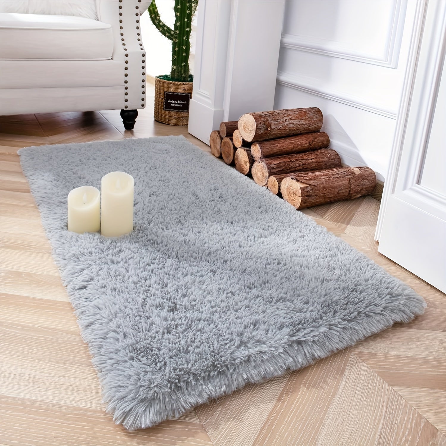 Soft Shaggy Tie-Dye Area Rug, Indoor, 70x70cm, Machine Washable