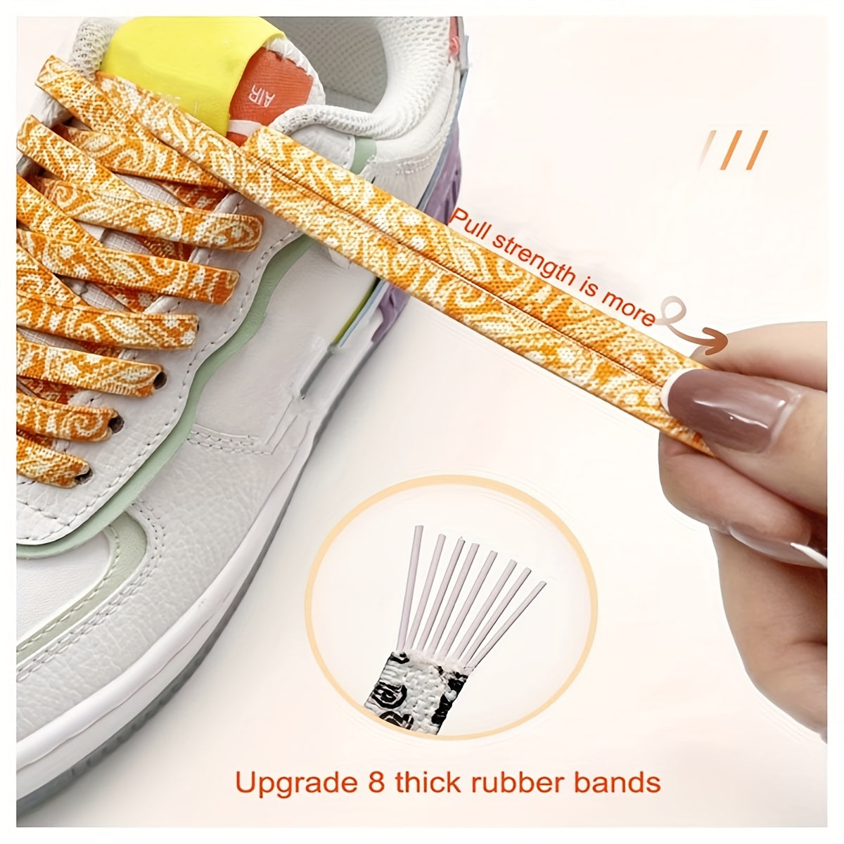 Unisex Elastic Cashew Flower Shoelaces 100cm for Sports and Casual Shoes