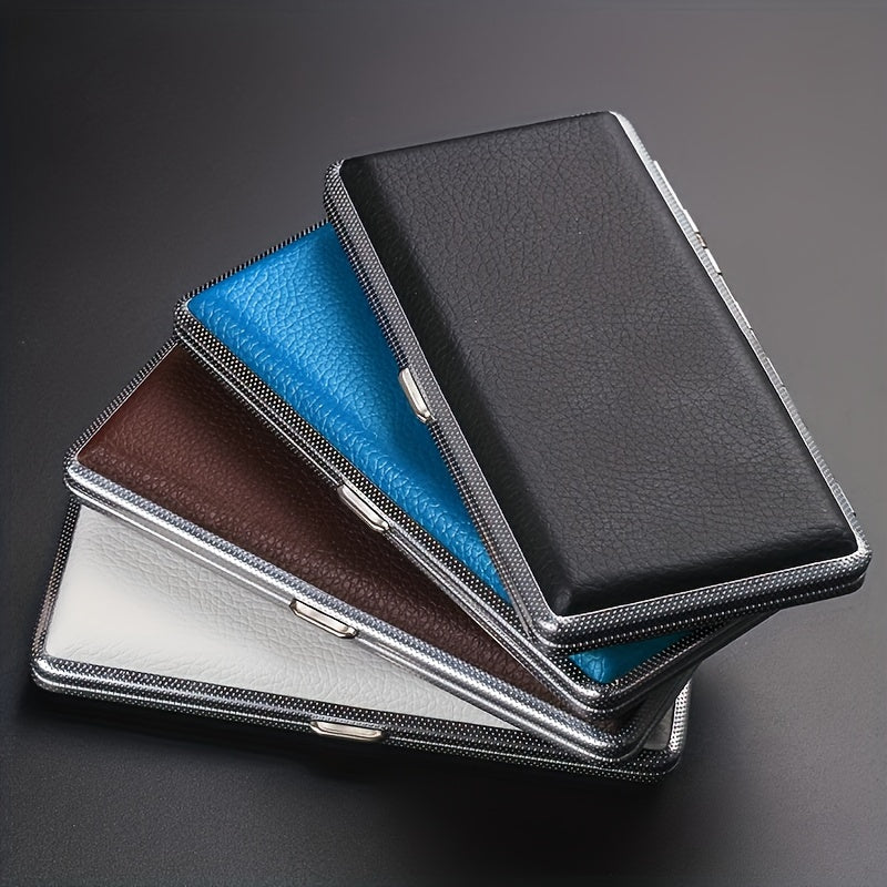 Unisex Leather Cigarette Case Holds 14 Cigarettes Extra Long PU Leather Smoking Accessory
