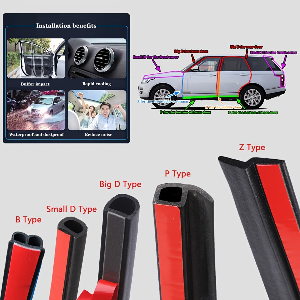 Car Seal Strip Rubber Gasket for Trunk Hood Door Sealing Tape 4M