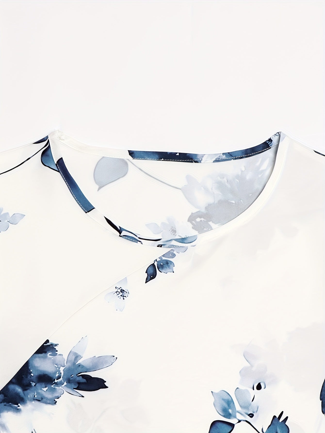 Women's Floral Polyester Pantsuit Loose Fit Crew Neck All-Season Lightweight