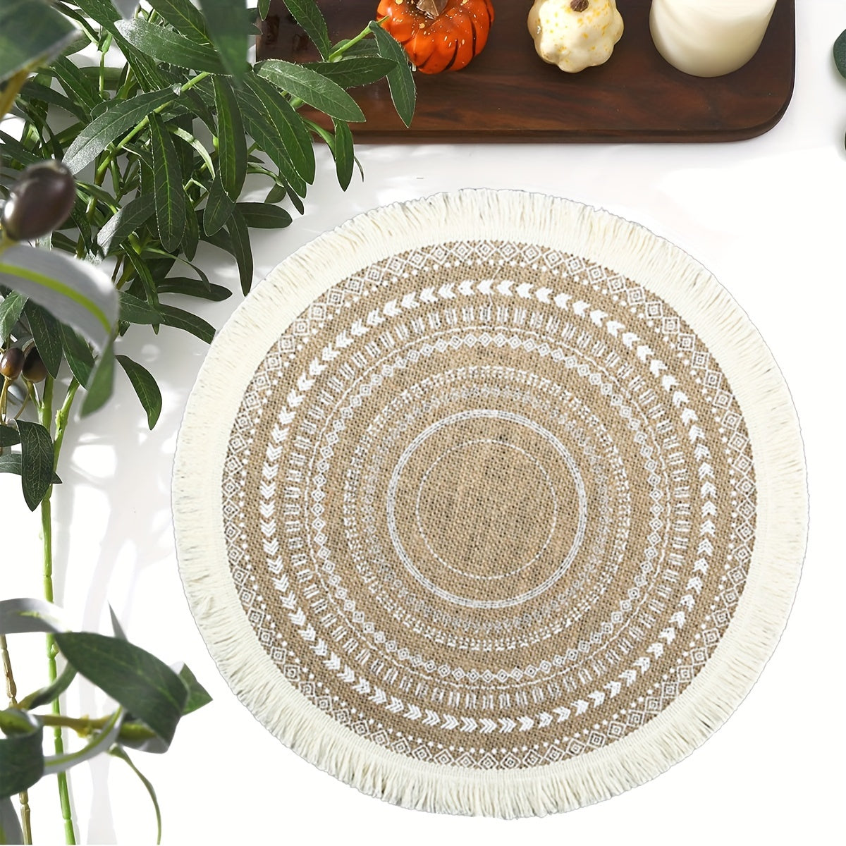 Jute Boho-Chic Round Placemats Set of 4 or 6 Heat Resistant Non-Slip