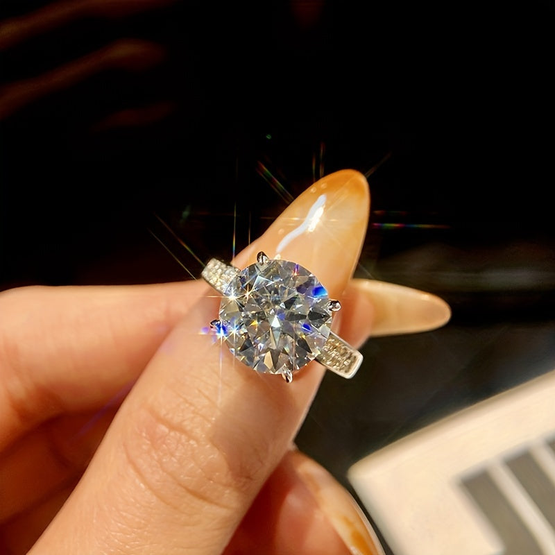 Sterling Silver Engagement Ring 5 Carat Moissanite Double Row Pigeon Egg Cut