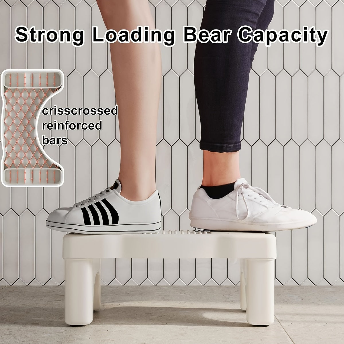 Portable Plastic Toilet Folding Foot Stool with Anti-Slip Mat