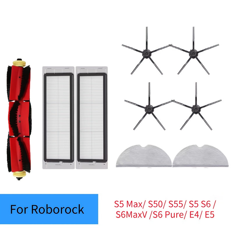Roborock Changyutgich Aksessuarlar To'plami S5 Max/S50/S55/S5/S6/S6MaxV/S6 Pure/E4/E5 uchun - HEPA Filtrlari, Mopa Matolari, Yon va Asosiy Cho'tkalar, Batareya yo'q